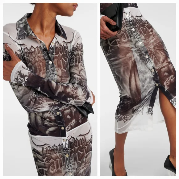 JEAN PAUL GAULTIEP Black & White 'The Diablo' Midi Shirt Dress Size XXS NWT - Picture 7 of 12